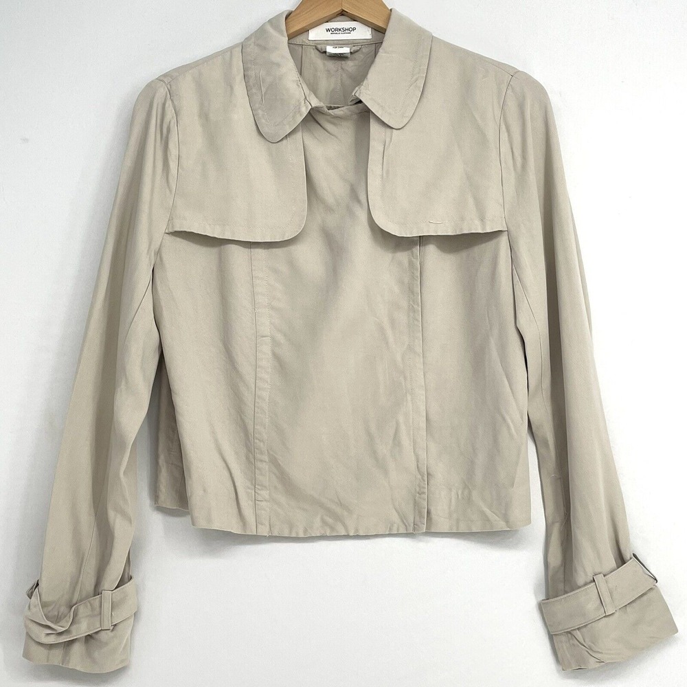 WORKSHOP REPUBLIC Blazer Light Swing Jacket Size M Open Front Khaki Viscose‎